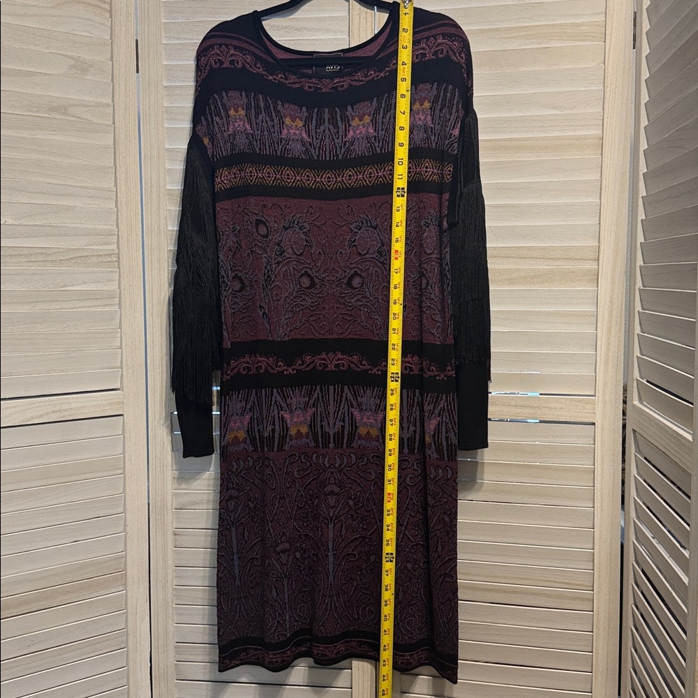 Purple Rara Ava by Iris Apfel Sweater Dress with Fringe Sleeves. XL - Picture 9 of 9